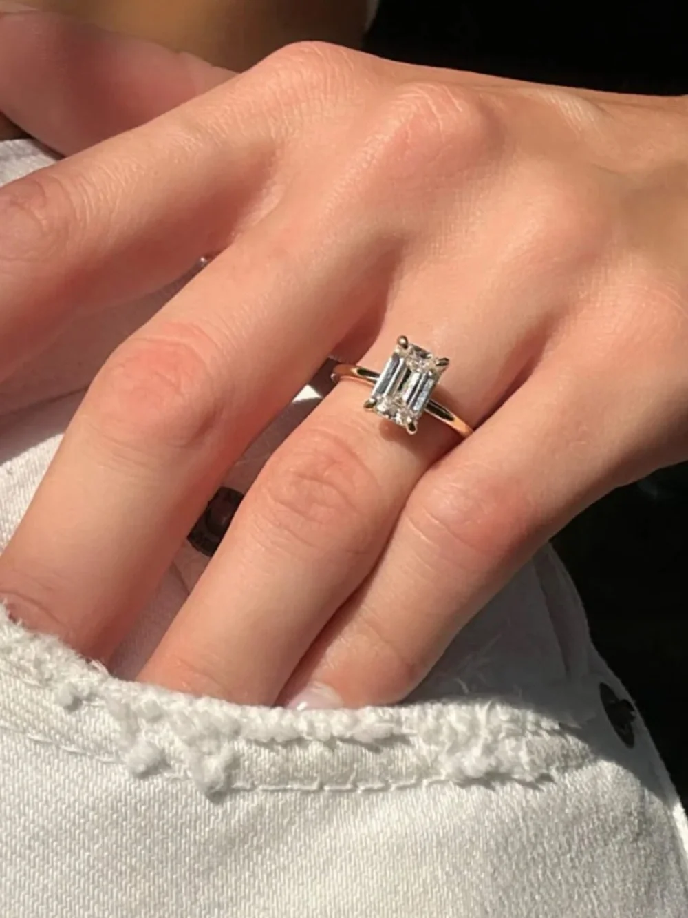 Emerald-Cut Solitaire CZ Ring in Silver